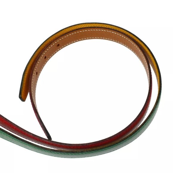 Hermes Reversible Belt Red Green Yellow Courchevel #70 Small Good ◯U MS 144607 - Picture 6 of 12